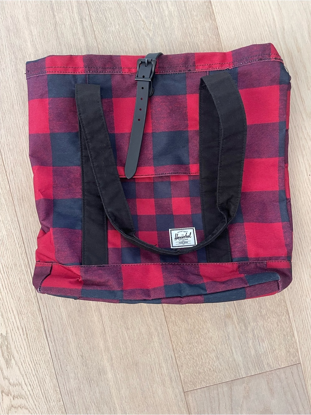 Herschel Supply Company Red & Black Buffalo Plaid Duffel Tote